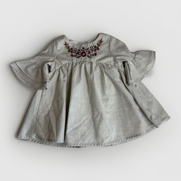 Tommy Bahama Girls Dress Floral Embroidery Size 18M Lined Flutter Sleeve Button - Picture 1 of 8